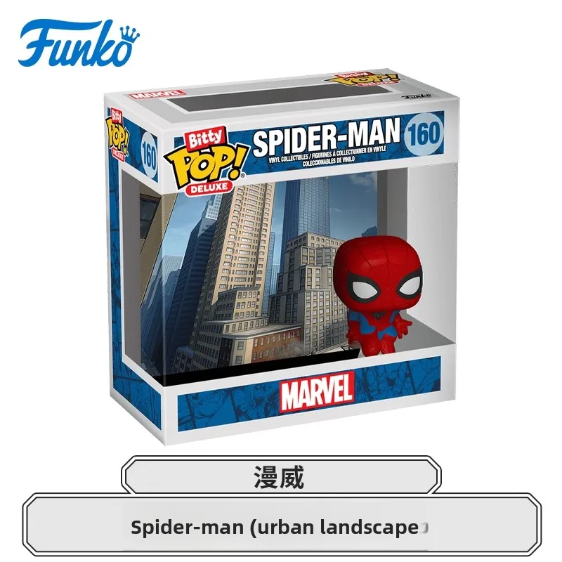 Echte editie FUNKO POP Marvel Hero Spider-Man Stedelijk landschap Actie Desktop Decoratie Ornament Model Speelgoed Collectible Model
