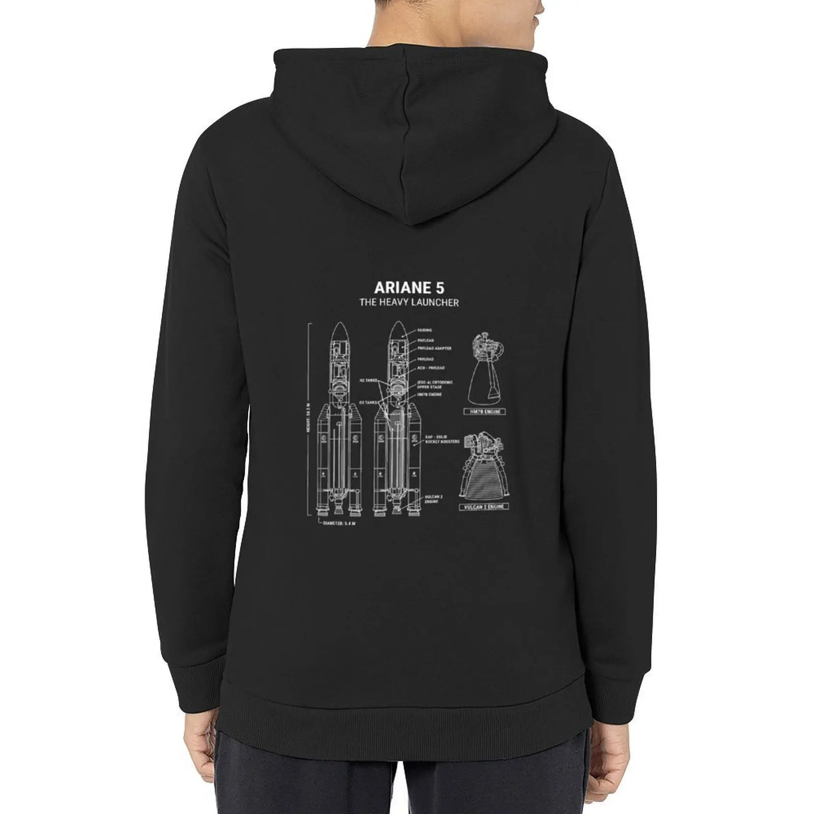 

ARIANE 5 Rocket Blueprint Arianespace T-Shirt Hoodie japanese style autumn clothes men wear male clothes oversized hoodie
