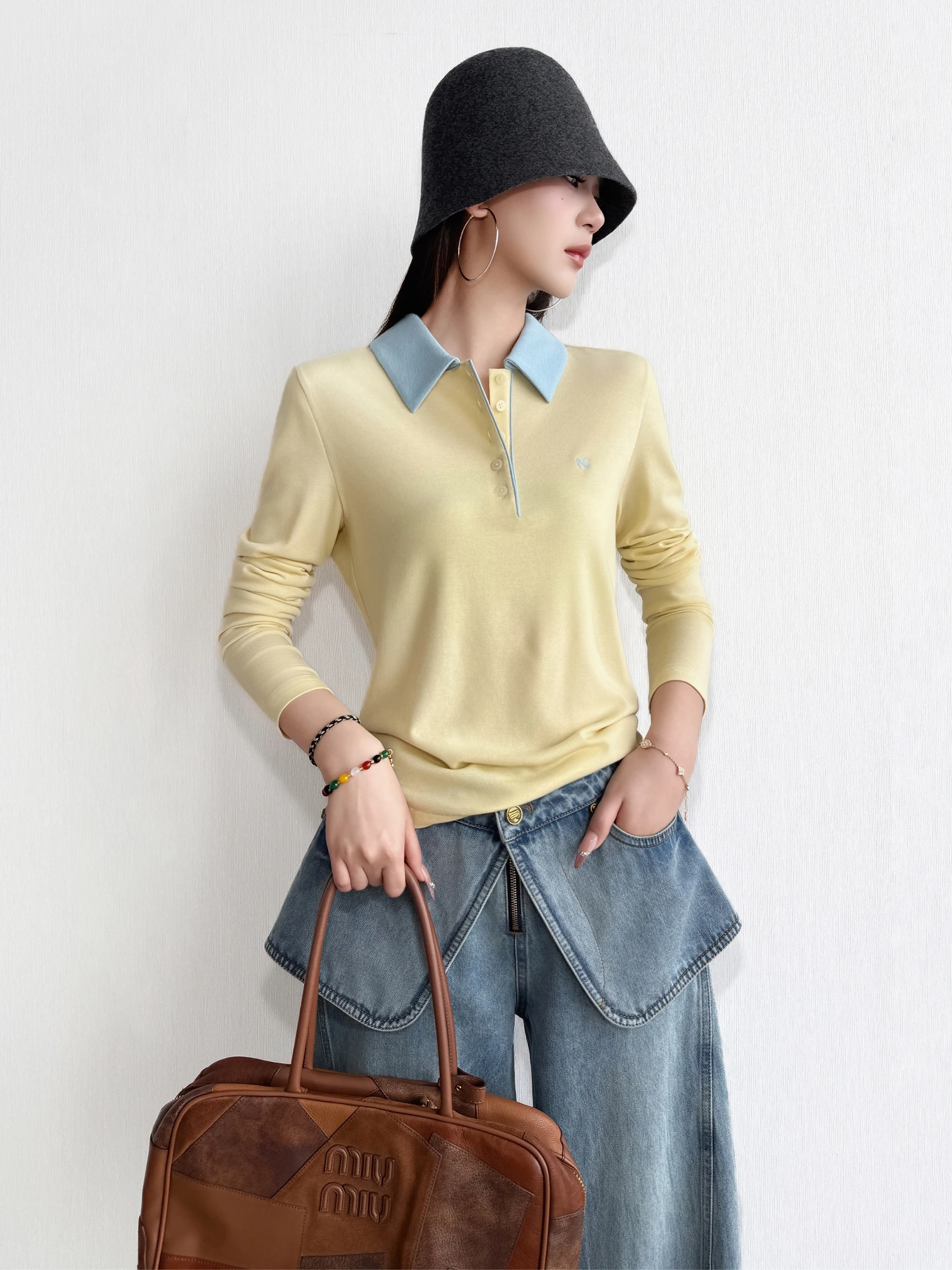 

Женская вязаная кофта NancyCavally Gold Ratio из тонкой шерстяной пряжи Dopaamine, базовая модель в уличном стиле, с длинным рукавом, стандартный крой