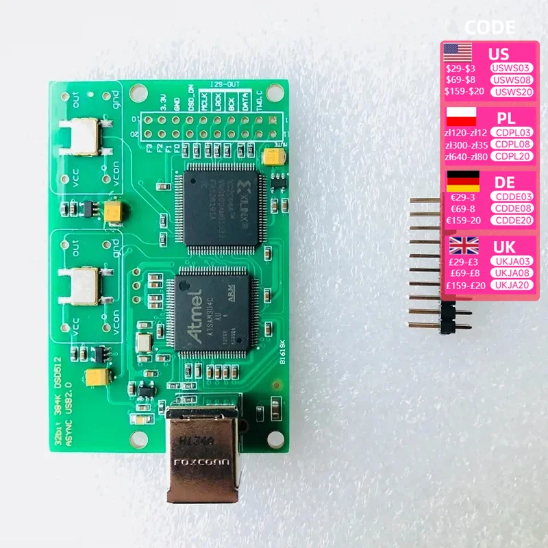 Nvarcher Upgrade Crystal Italy Amanero USB IIS Digital Interface Supports DSD512 32bits/384khz For AK4497 ES9038 DAC Board