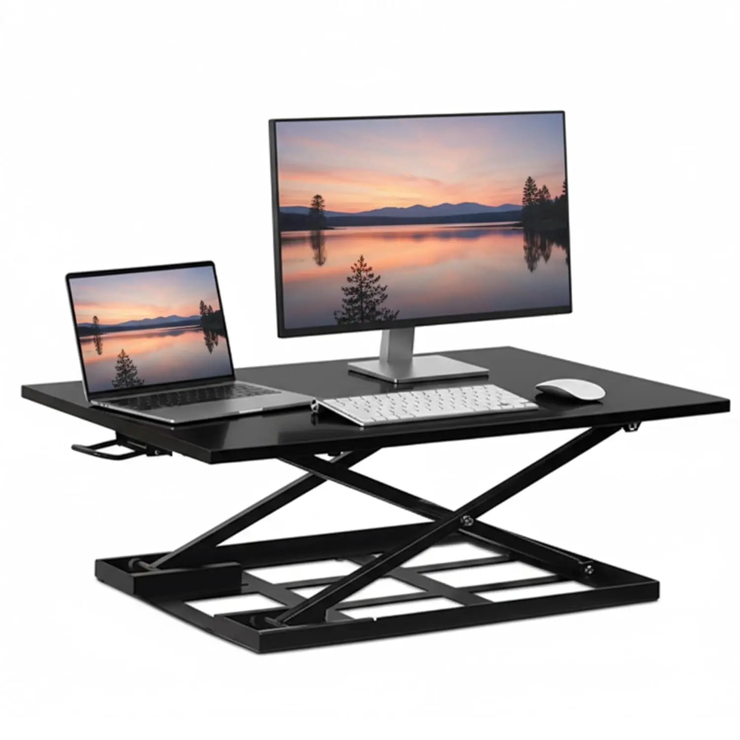 Standing Desk Converter – Sit Stand Desk Riser with Gas Spring Lift, Slim 2.5" Low Profile, Height Adjustable Desktop Workstatio