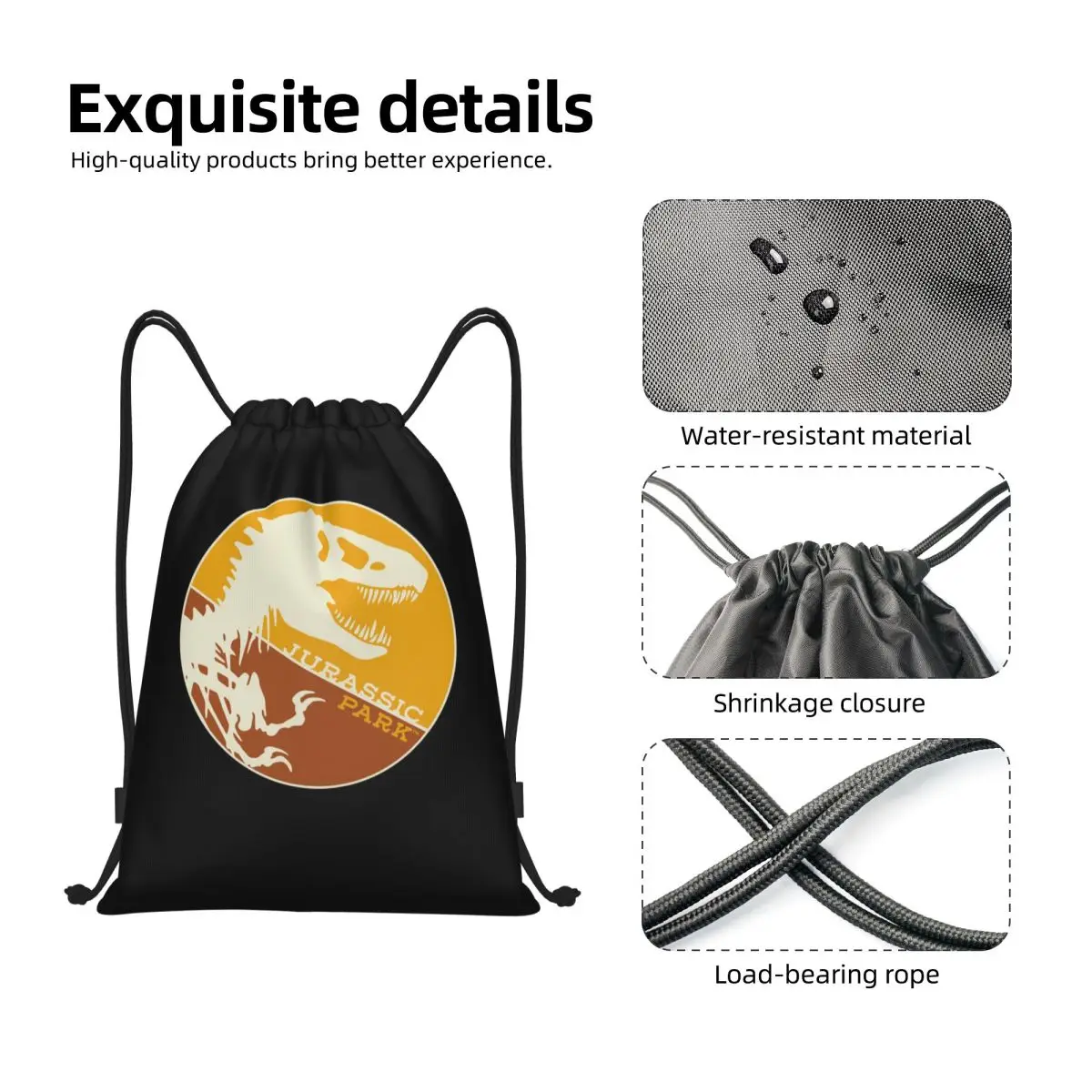 Jurassic Park Emblemasabtm54dce Drawstring Backpack Sports Gym Sackpack String Bags for Running