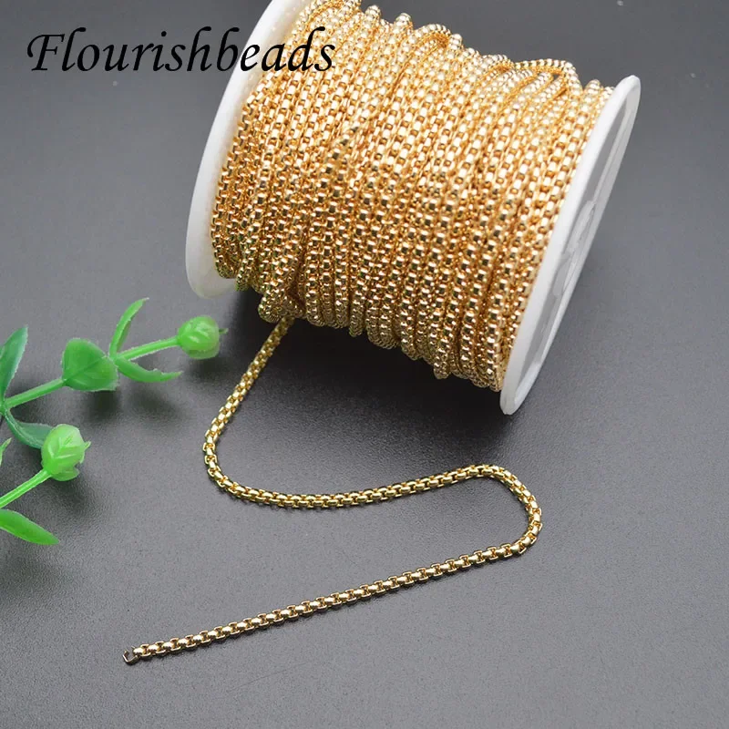 High Quality 2mm Thickness 18k Gold Color Snake Box Chains for DIY Necklace Bracelet Jewelry Making 10Meter/lot