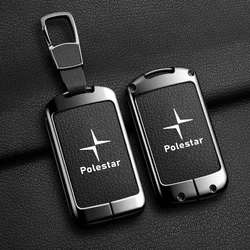 Car Smart Remote Key Case Full Leather Cover Protection Holder Shell For Volvo Polestar 2 Polestar 3 2023 2024 Keyless Keychain