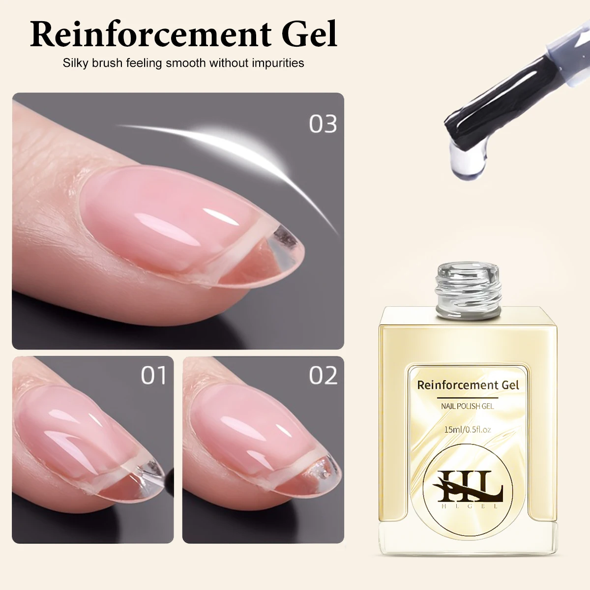 15ml Quick Builder Nail Gel For Nail Extension Gel Self-leveling Clear Construct UV Acrylic Gel DIY