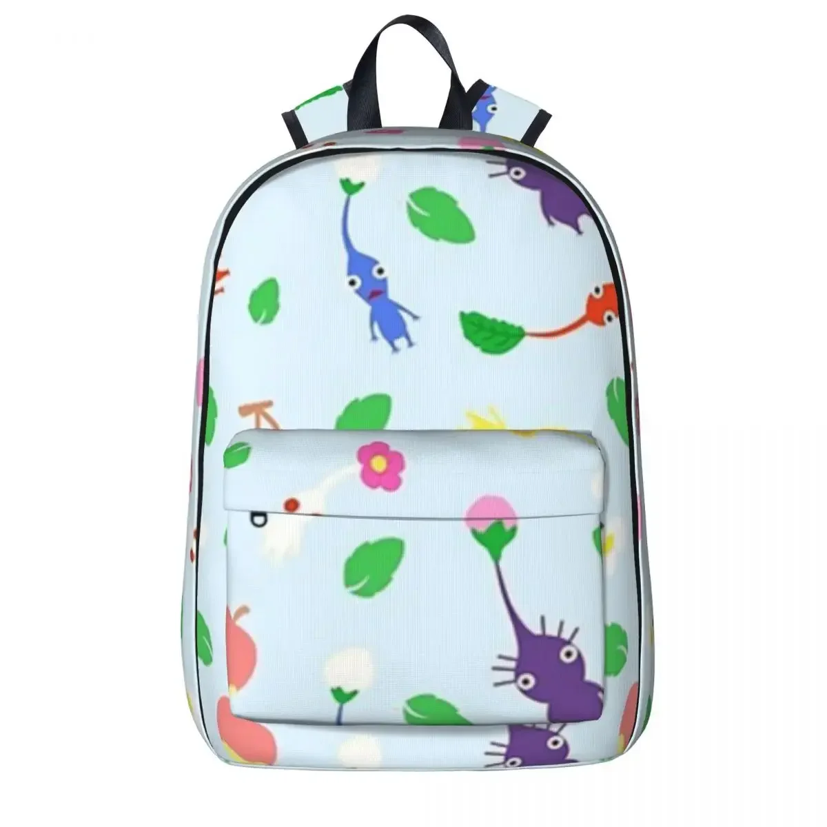 Cute Pikmin Pattern Blue Woman Backpacks Boys Girls Bookbag Casual Children School Bags Portability Travel Rucksack Shoulder Bag