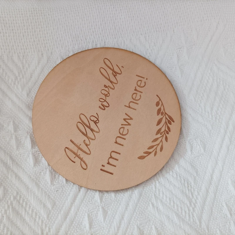 Wooden Monthly Cards Baby Birth Announcement Cards Months Signs Card Baby Milestone Card Printed Milestone Circle Disc