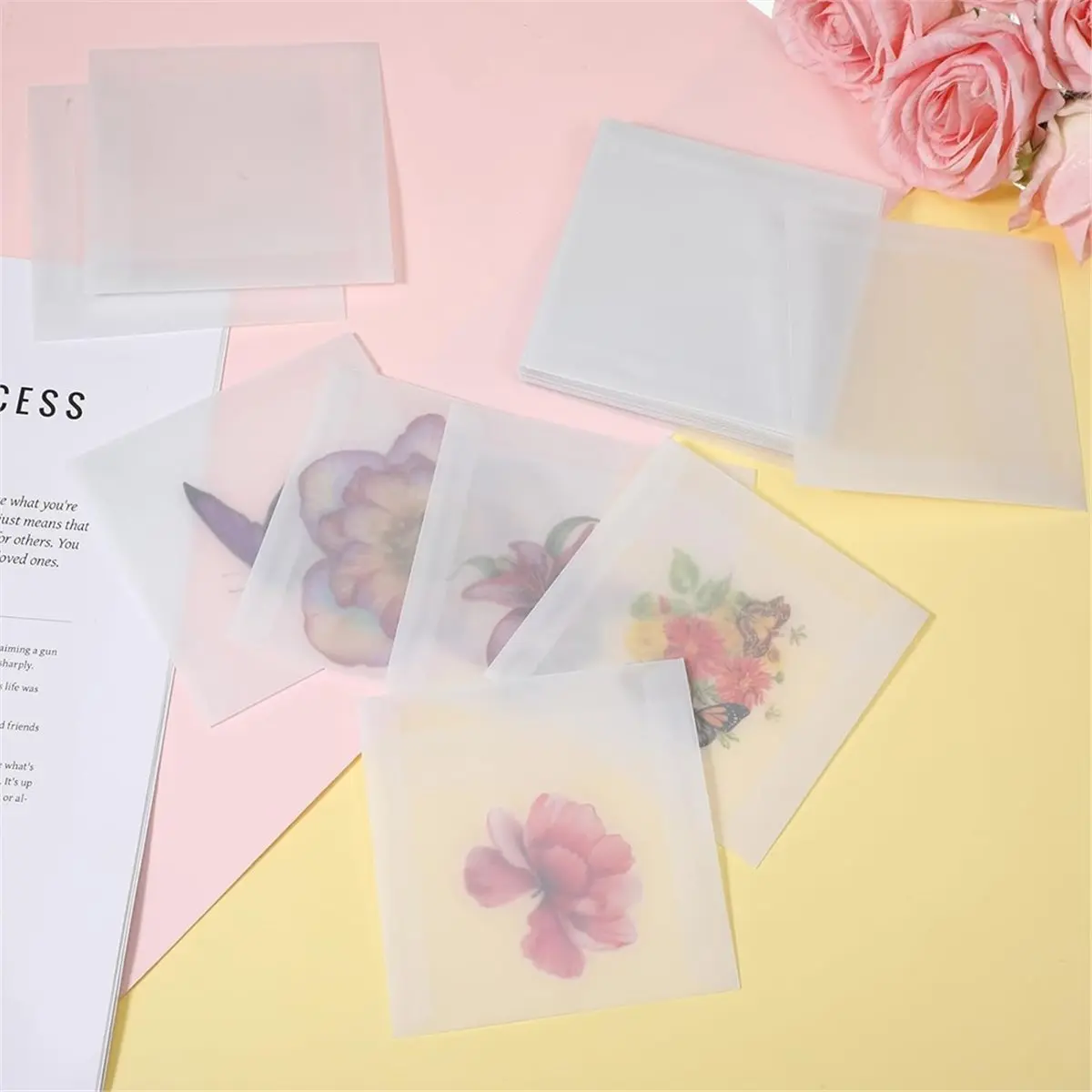 100PCS 4 Inch Glassine Flat Paper Bags Invitation Storage Envelope for Stamps, Coins, and Small Gift Packaging