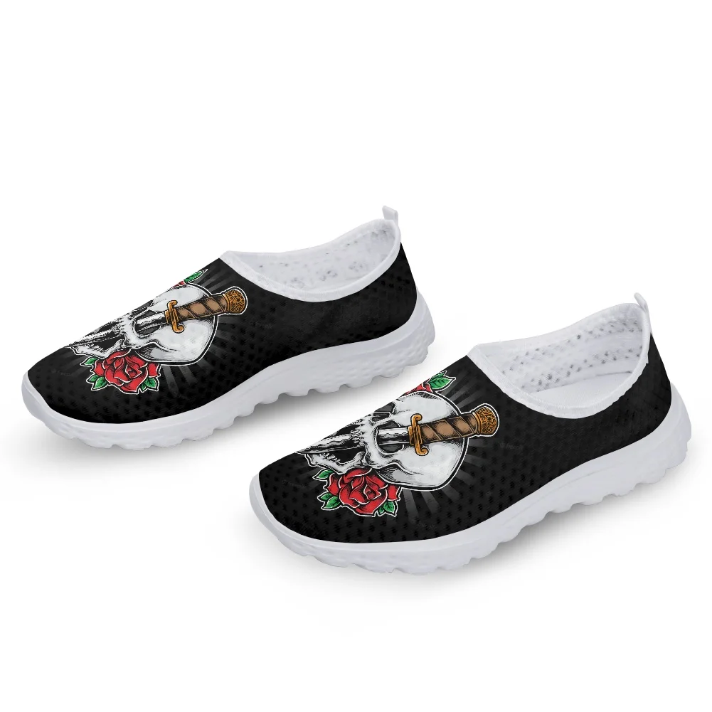 Doginthehole Walking Soft Flat Sneakers Floral Skull Print Women Designer Loafers Shoes Lady Good Quality Casual Footwear Zapato