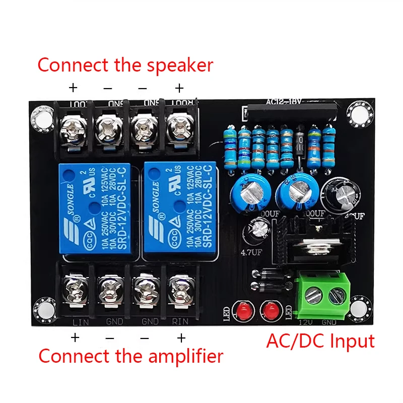 

Speaker Protection Board 2.0 Dual Channel Power On Delay High Temperature UPC1237 DIY Audio Box Protector 300W Protection Board
