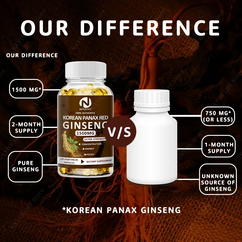 Korean Panax Red Ginseng Capsule 1500mg - Ultra Strength - Para Palakihin - Enerhiya - Endurance - Mood At Athletic Performance