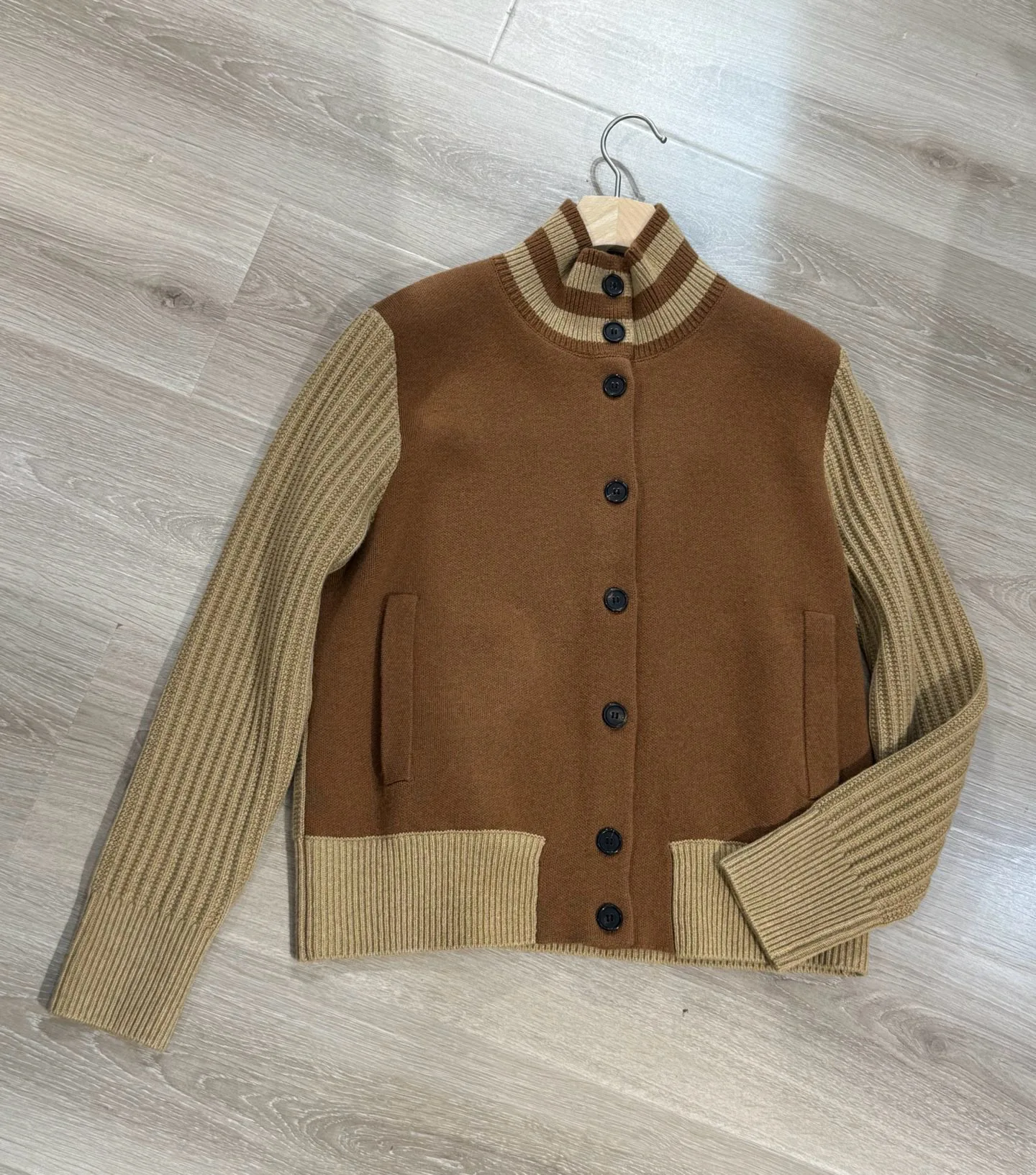 

Women's Autumn Winter New Cashmere Stitching Jacket Single-breasted Collar Jacket Casual All-match