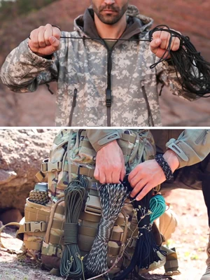 650 Paracord-Seil, 5/15/31 m, 9-adrig, 4 mm, militärisches taktisches Fallschirm-Zelt-Lanyard für Outdoor-EDC-Überleben, Camping, DIY-Armband – Detail 2
