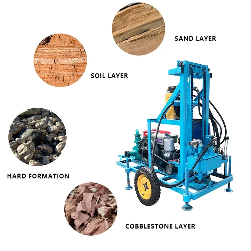 Portable Diesel Engine Track-type Water Well Drilling Rig 150m Soil Testing Drilling Rig