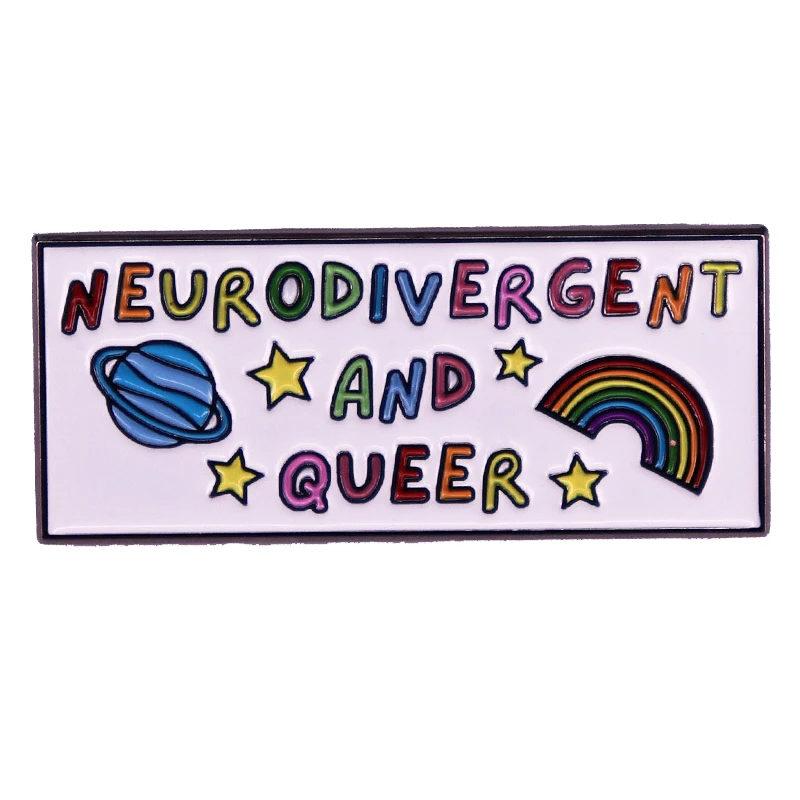 C4727 Rainbow neurodivergent and queer Briefcase Badges Brooches for Clothing Enamel Pins Lapel Pins for Backpack Accessories