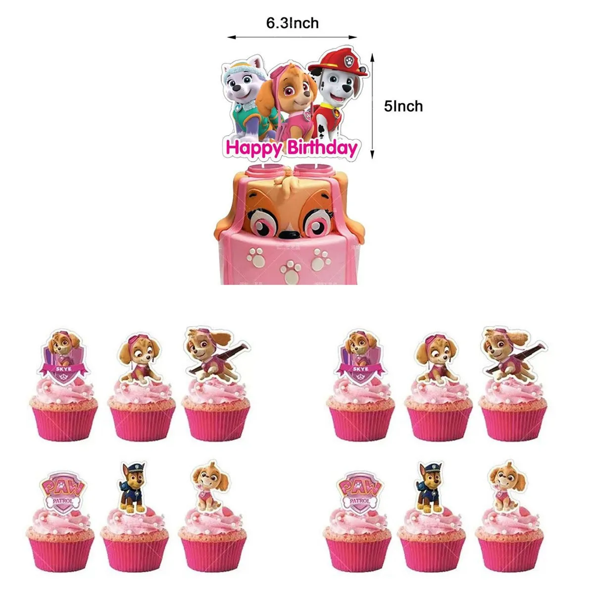 13pcs/lot PAW Patrol Theme Cake Decoration Cake Card Topper Kids Boys Birthday Party Supplies Baby Shower Cupcake Picks