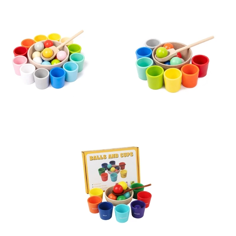 Montessori Toy Color Sorting Ball & Cup Puzzle Toy Baby Fine Motor Skill Counting Math Toy Early Learning Toddlers Gift