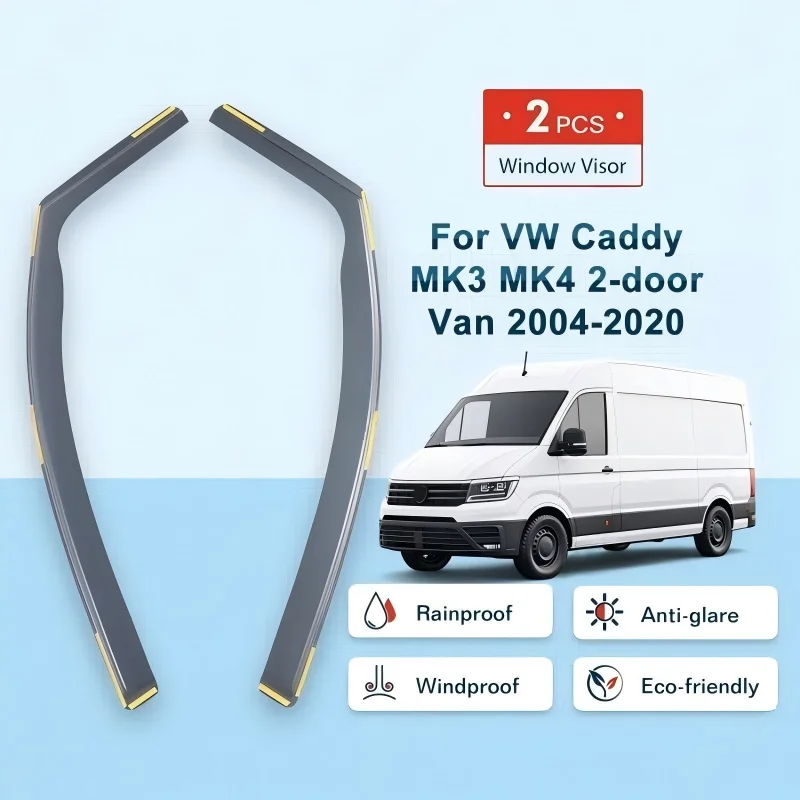 Sun Wind Deflector Window Visor For VW Caddy MK3 MK4 2004-2020 With 8 Clips Van 2 Door Rain Guard Vent Car Accessories Side