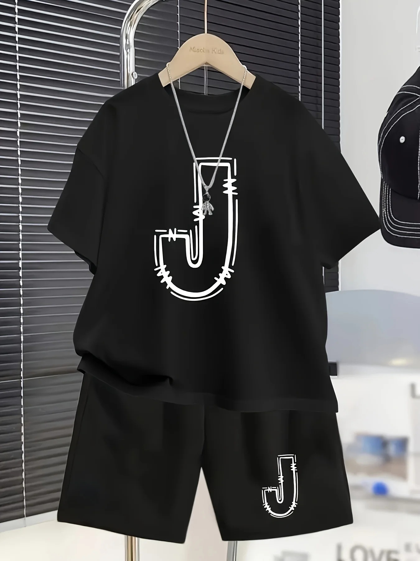 Boys Suit Fashion Print Casual Jumper Short Sleeve Shorts T-shirt, Boys Outdoor T-shirt and Shorts Suit for Outdoor Wear
