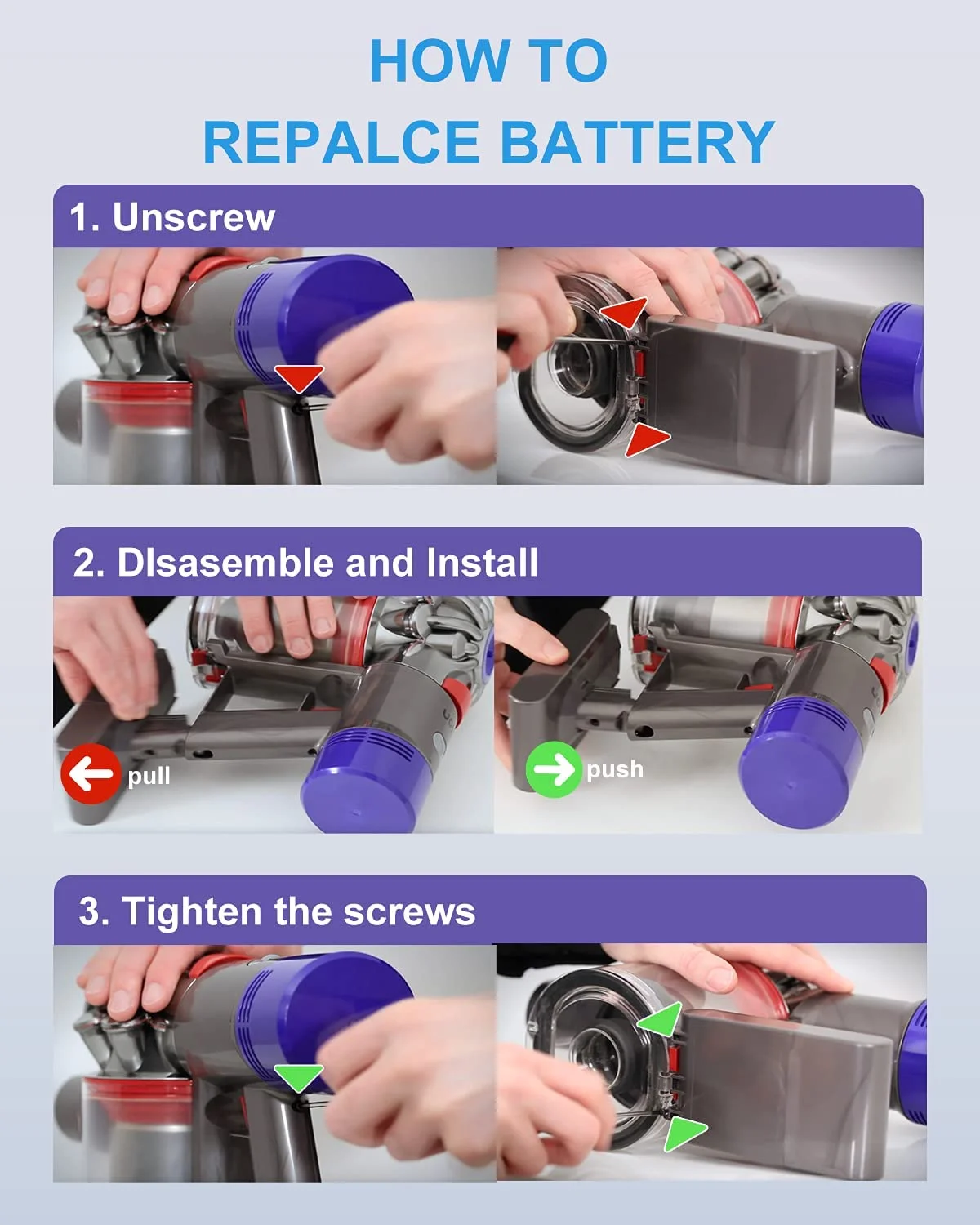 21.6V untuk baterai Dyson V6 V7 V8 V10 SV09 SV11 SV10 SV12 DC59 baterai isi ulang penyedot debu Pro hewan berbulu mutlak