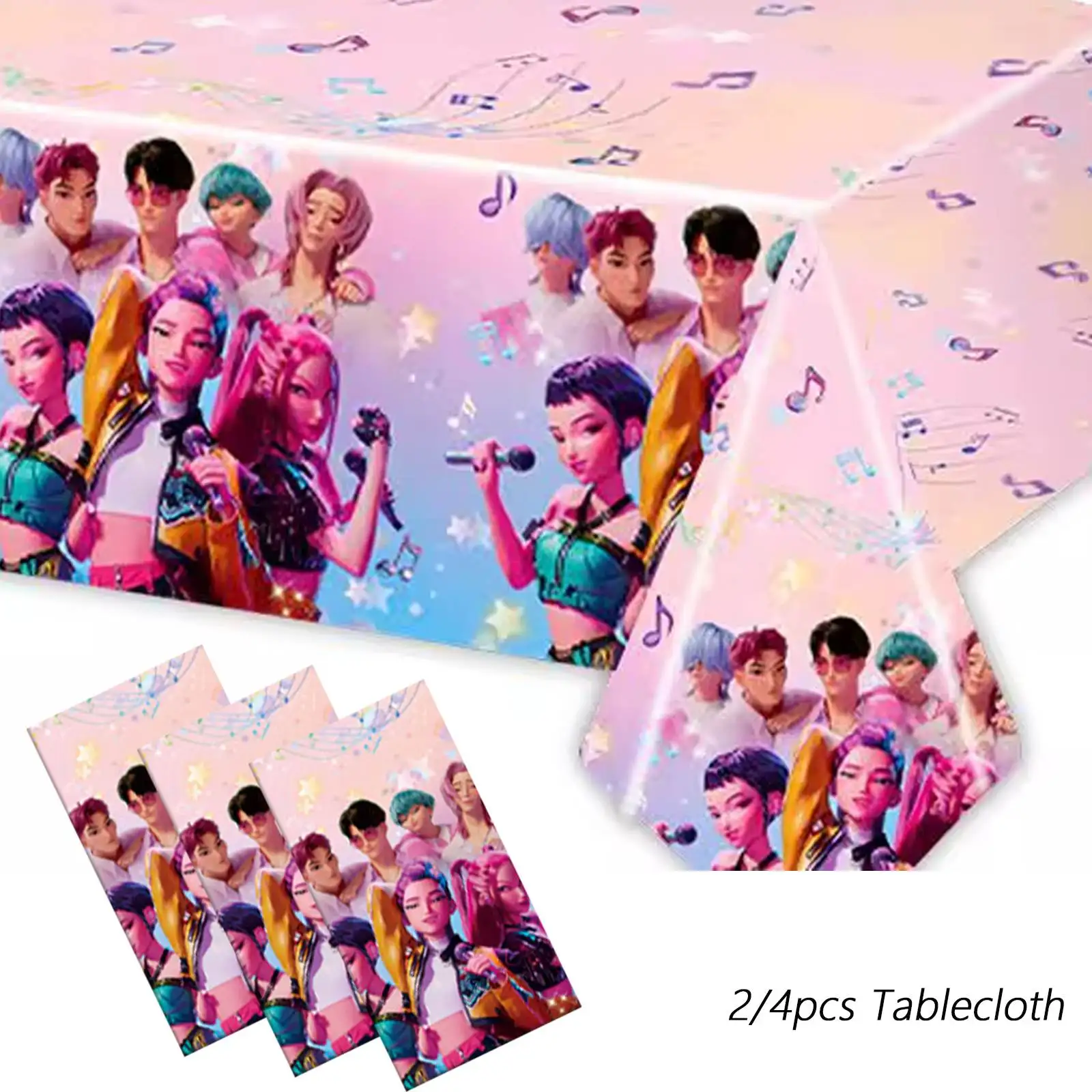 2/4 Uds K-Pop: mantel para fiesta de cumpleaños Demon Hunters, mantel desechable para decoración de fiesta de cumpleaños K-Pop: Demon Hunters