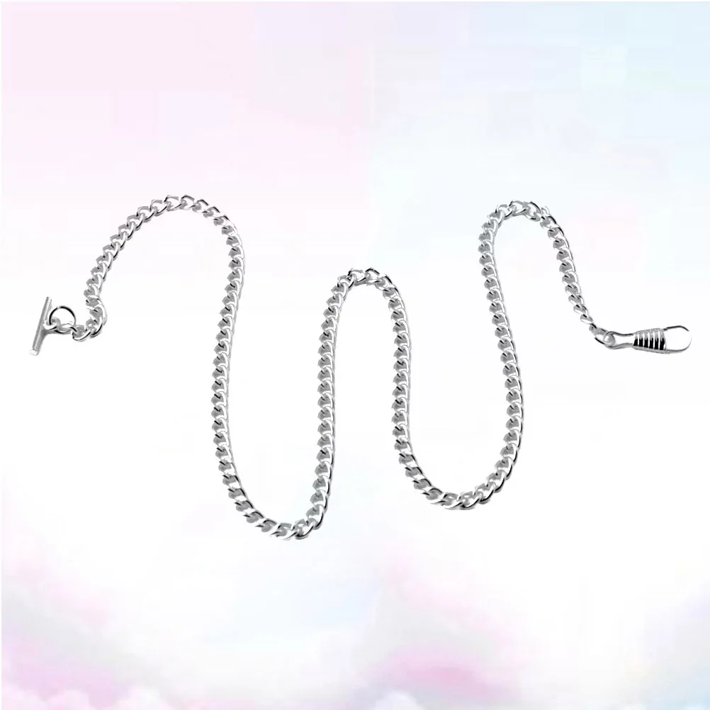 

Classic Metal Plated Pocket Watch Chain Silver Total Length 65cm Durable Jean Belt Chain Key Holder Decoration Retro Style