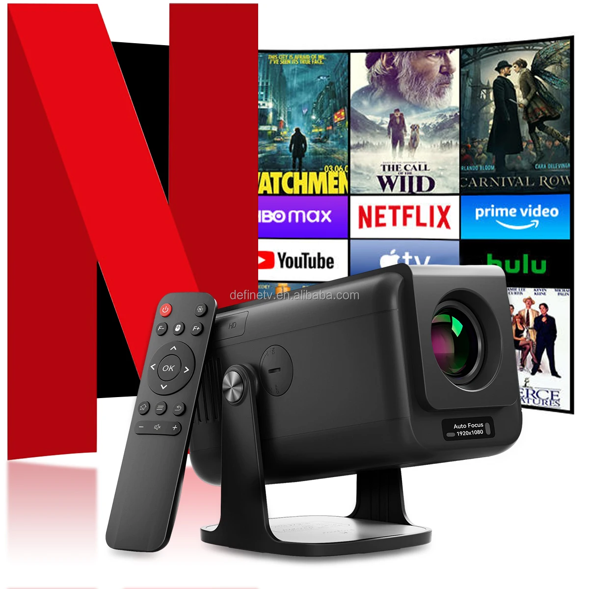NEW Smart Multimedia Android 13 1080p 4K LCD Portable Mini Projector Hifi Sound WiFi 6/BT5.0 300 Lumens Home Theater 8GB Auto Fo