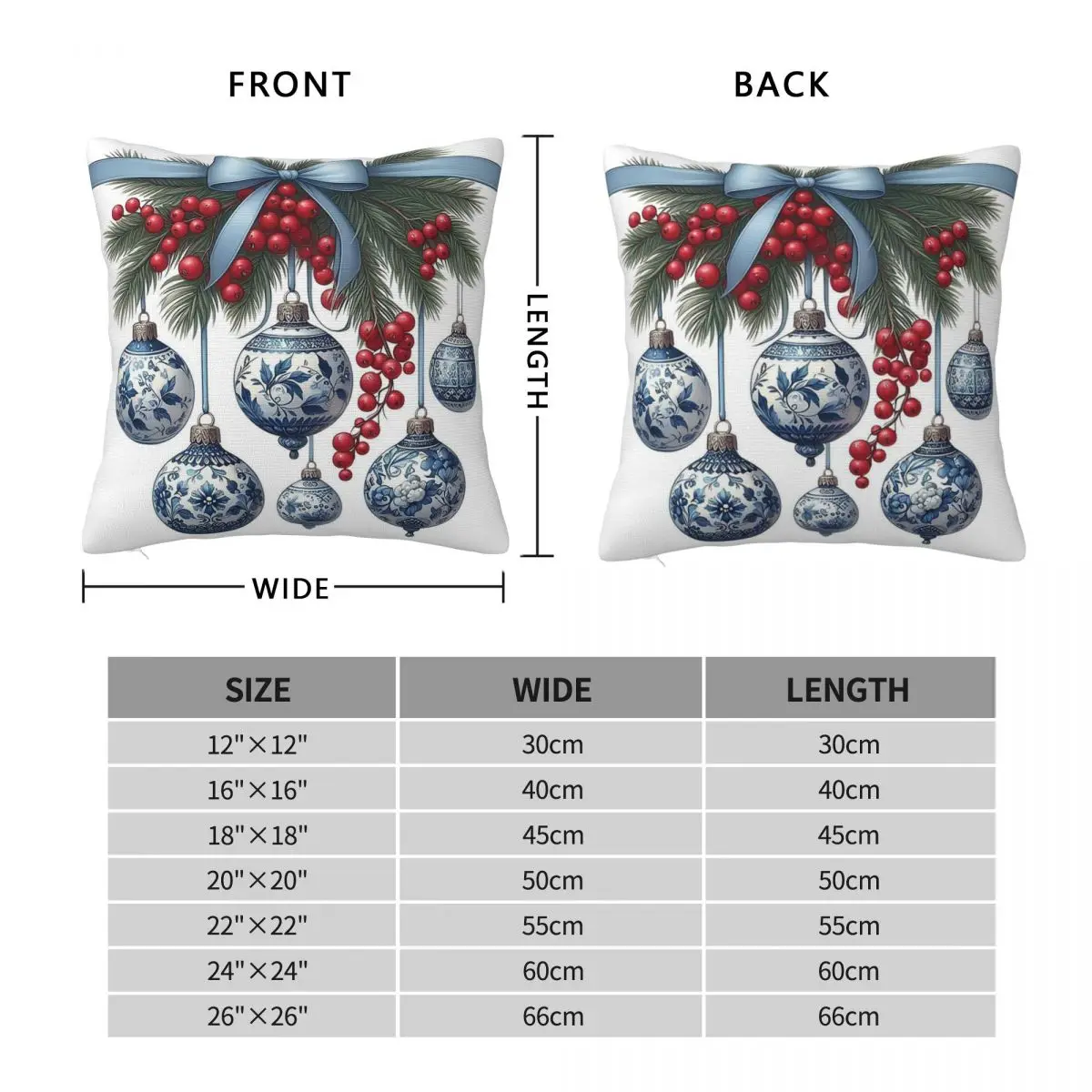 Chinoiserie Christmas Tree Blue White Pillowcase Polyester Linen Velvet Printed Zip Decor Pillow Case Sofa Cushion Case 18