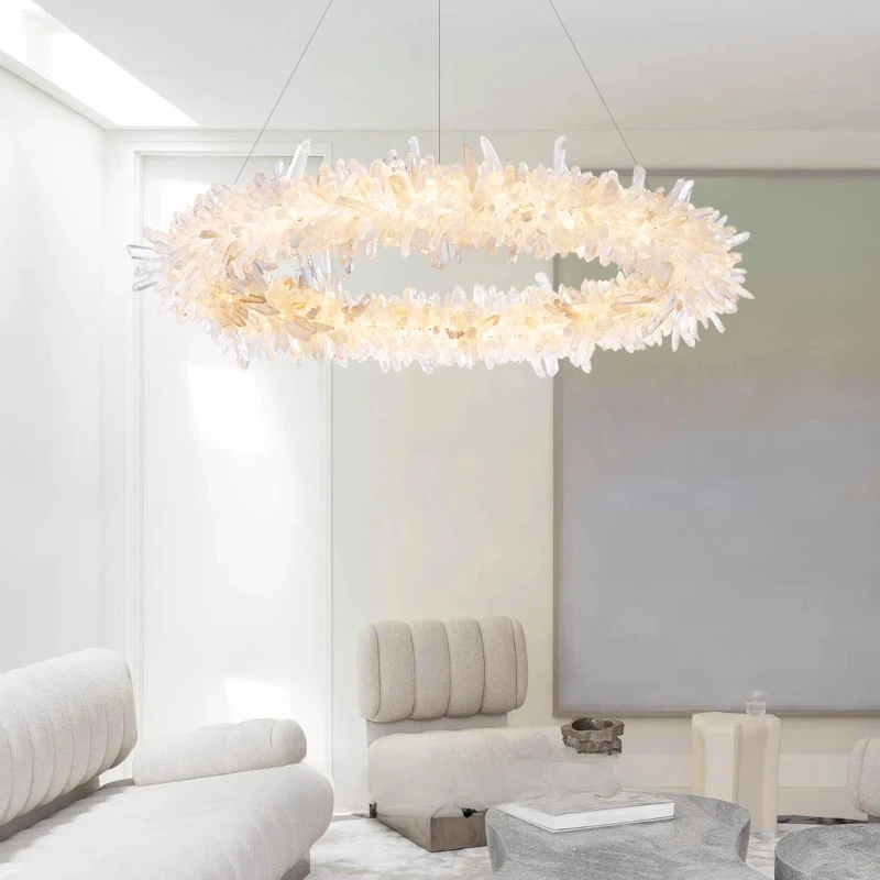 

Light luxury crystal living room chandelier French high-end simple ring villa dining room bedroom hall
