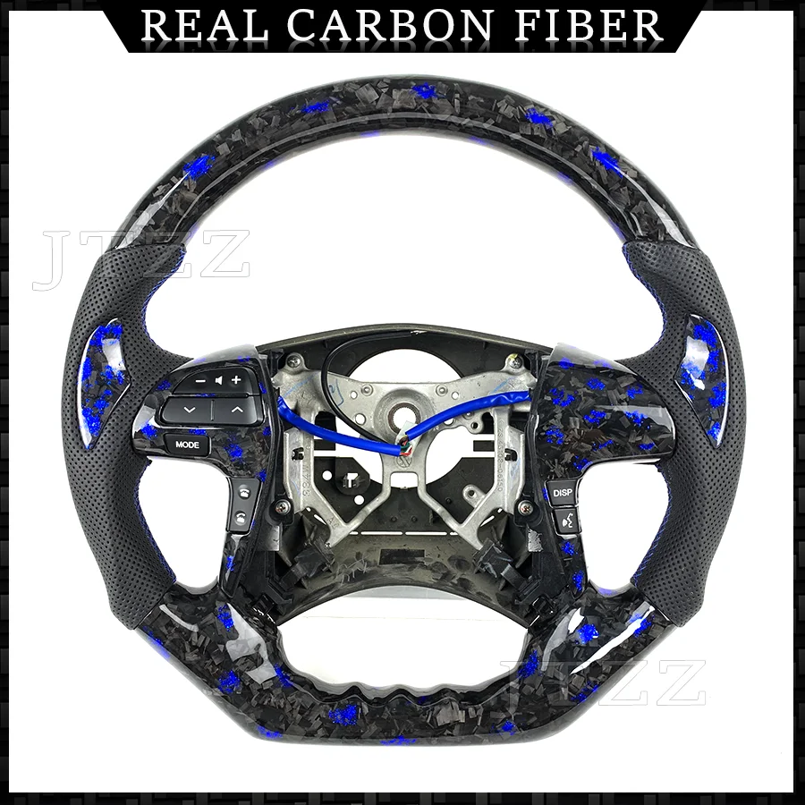 FOR Toyota Camry 2009-2014 Camry 2007-2011 Futuna Hilux sr5 n70 Blue Forged Carbon Fiber Perforated Leather Steering Wheel Style