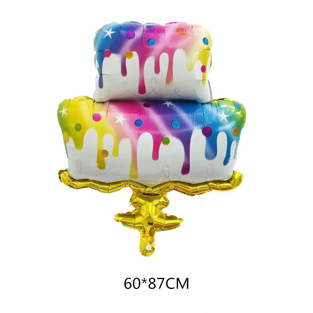 5pcs Happy Birthday Cake Balloon Set Children\'s Anniversary Party Decoration Aluminum Film Balloon Rainbow Candle Cake Set
