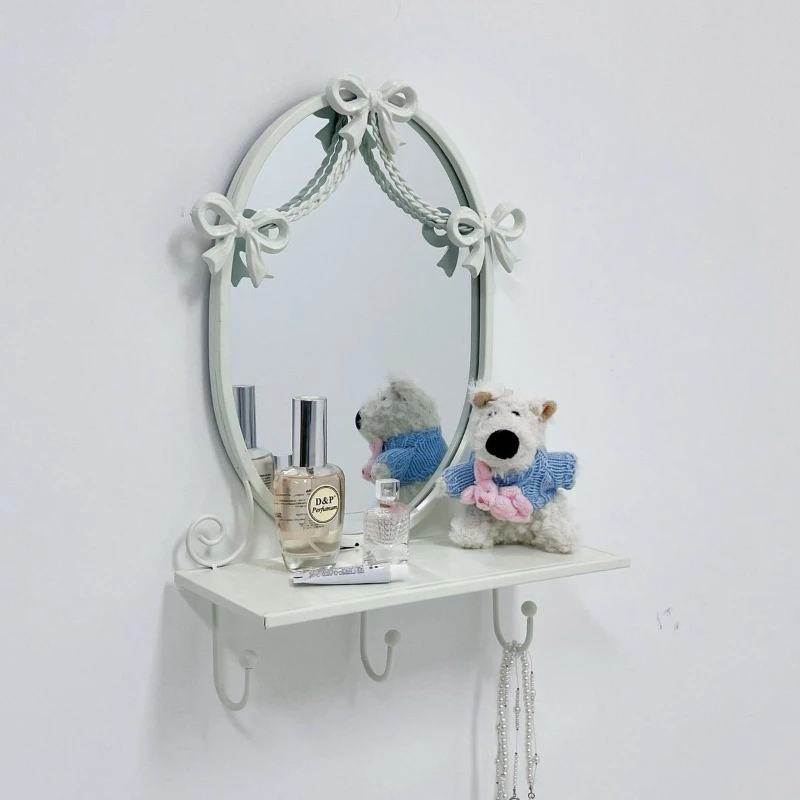 Retro Wall Mounted Mirror Stable Vanity Mirror Durable Bath Mirrors Space Saving Appearance Bathroom Fixture Home Household