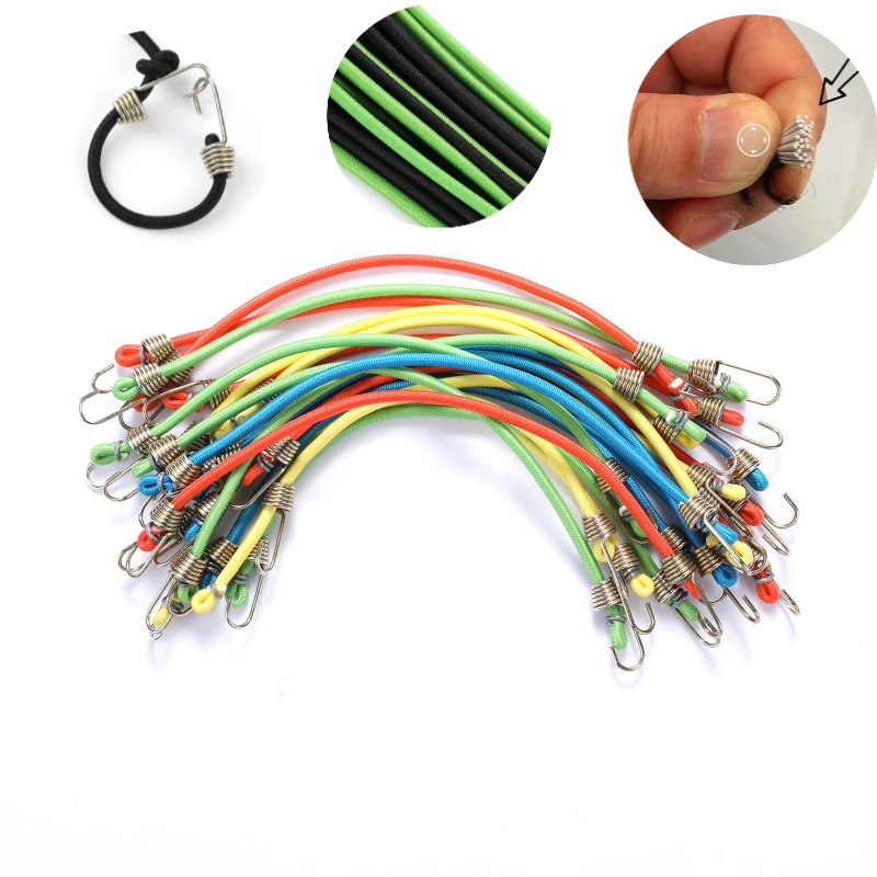 

5/10PCS Luggage Strap Elastic Strap Fixed Elastic Cord Socket Fixed Small Hook 4mm Latex Mini Rope Camping Accessories