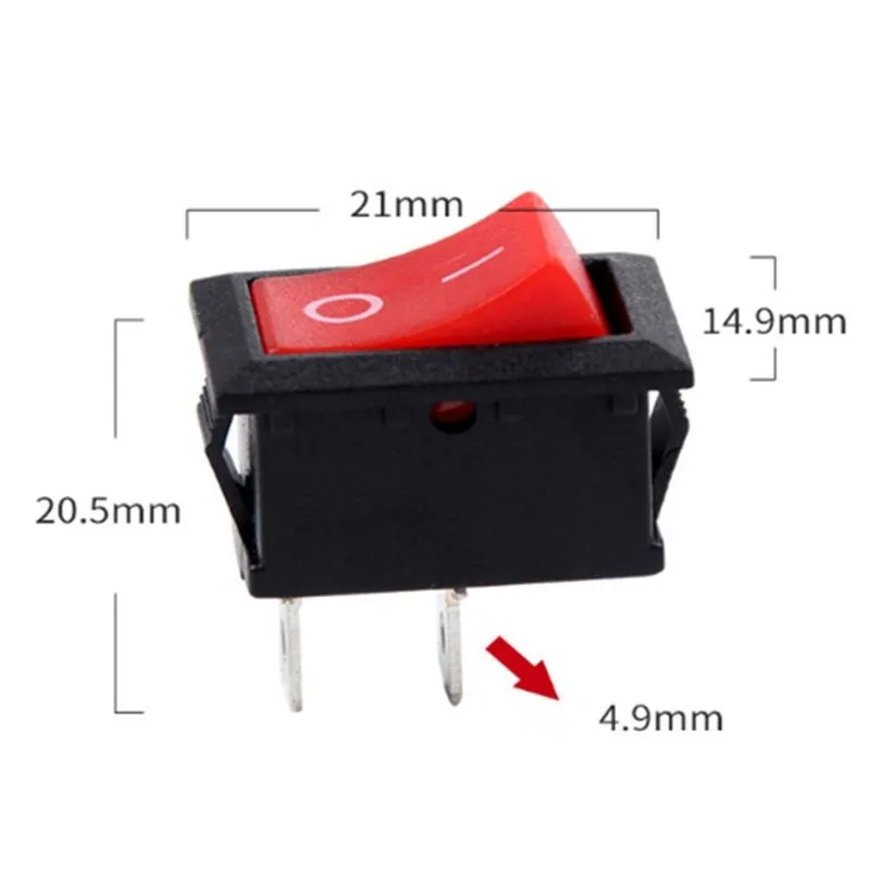 10 pcs/lot KCD1 2 Pin 250V 3A Boat Switch 21*15  Snap-in SPST ON OFF Rocker Position Switch
