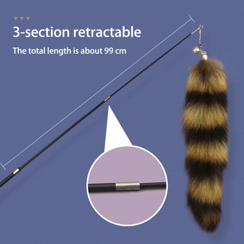 Funny Cat Toy Fox Hair Cat Teaser Wand Cat Interactive Toy with Bell Funny Rod Teaser Wand Pet Cat Supplies Cat Accessory