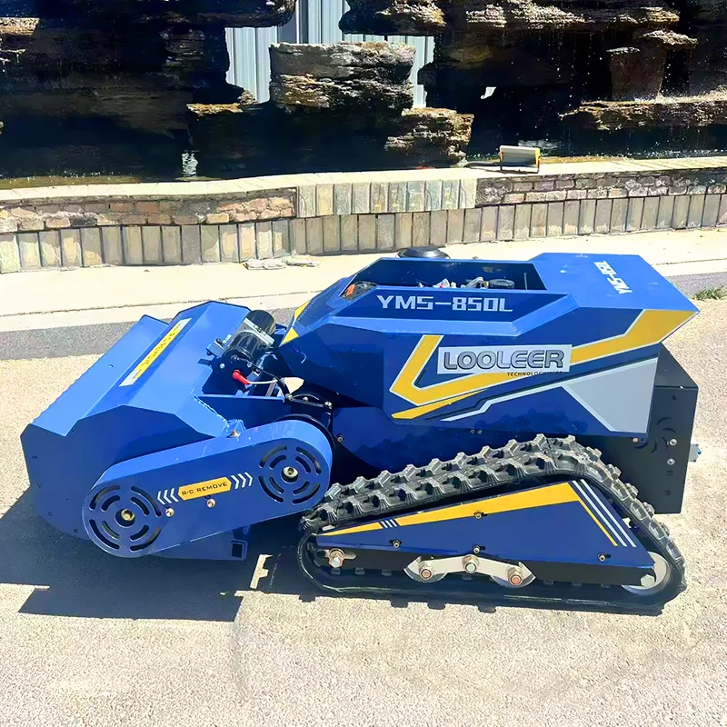 Robot cortacésped con orugas y control remoto personalizado, cuidado eficiente del césped con ancho de corte de 800/1000mm