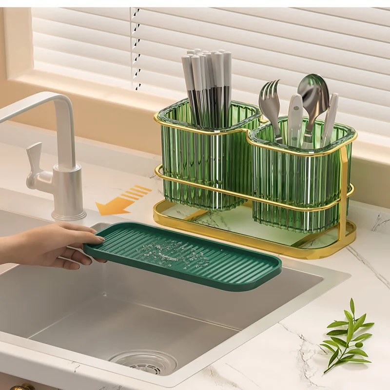 Kitchen Chopstick Storage Rack Countertop Cutlery Holder Wall Mounted Kitchen Utensil Organizer Knife Spoon Tube Storage Rack