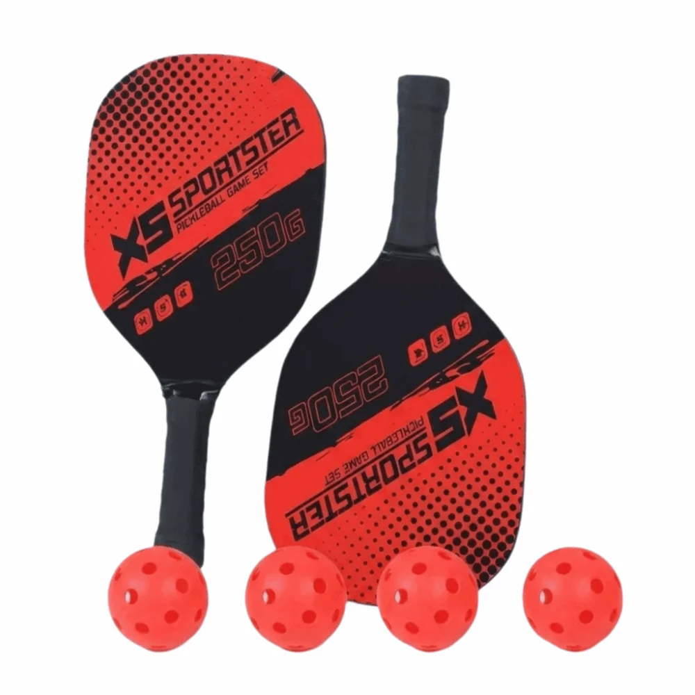 Wooden Pickleball Paddles Set Beginner 4pcs Pickleball Balls Paddle Racquets Set Professional 2-Player Set Pickle Ball Equipment