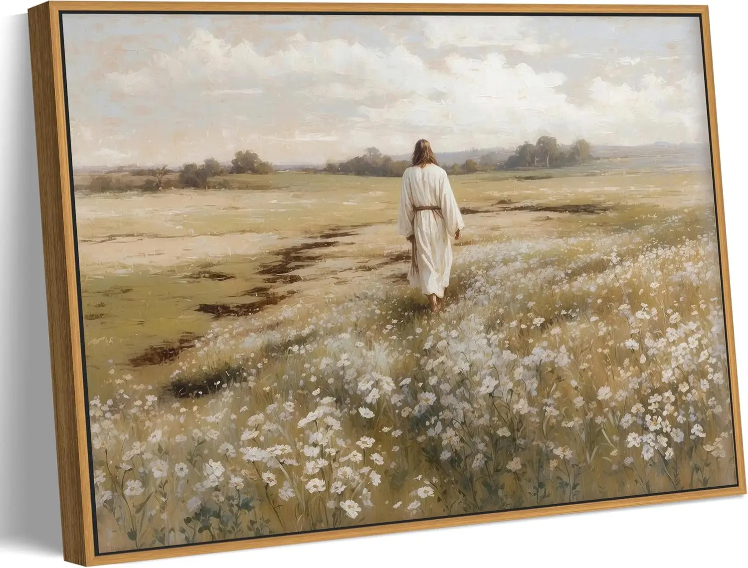 

Картина на холсте с изображением Иисуса в раме, деревенская христианская живопись для гостиной, спальни, домашнего офиса, украшения церкви, готова к подвешиванию