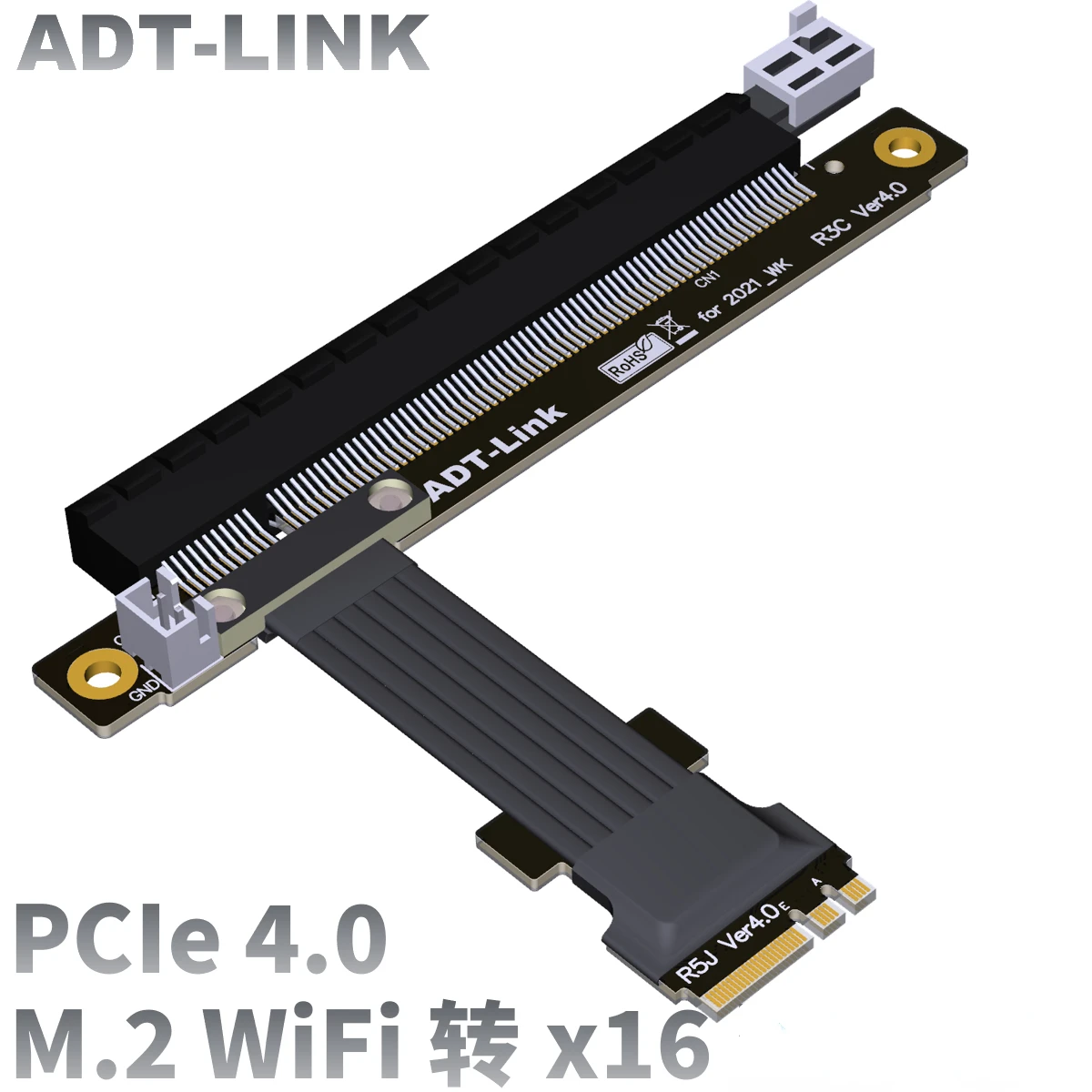 adt novo m2 wifi ae conversor de chave para pci e 40x16 pcie 16x m2 wifi aekey placa de expansao gen4 cabo plano flexivel 01