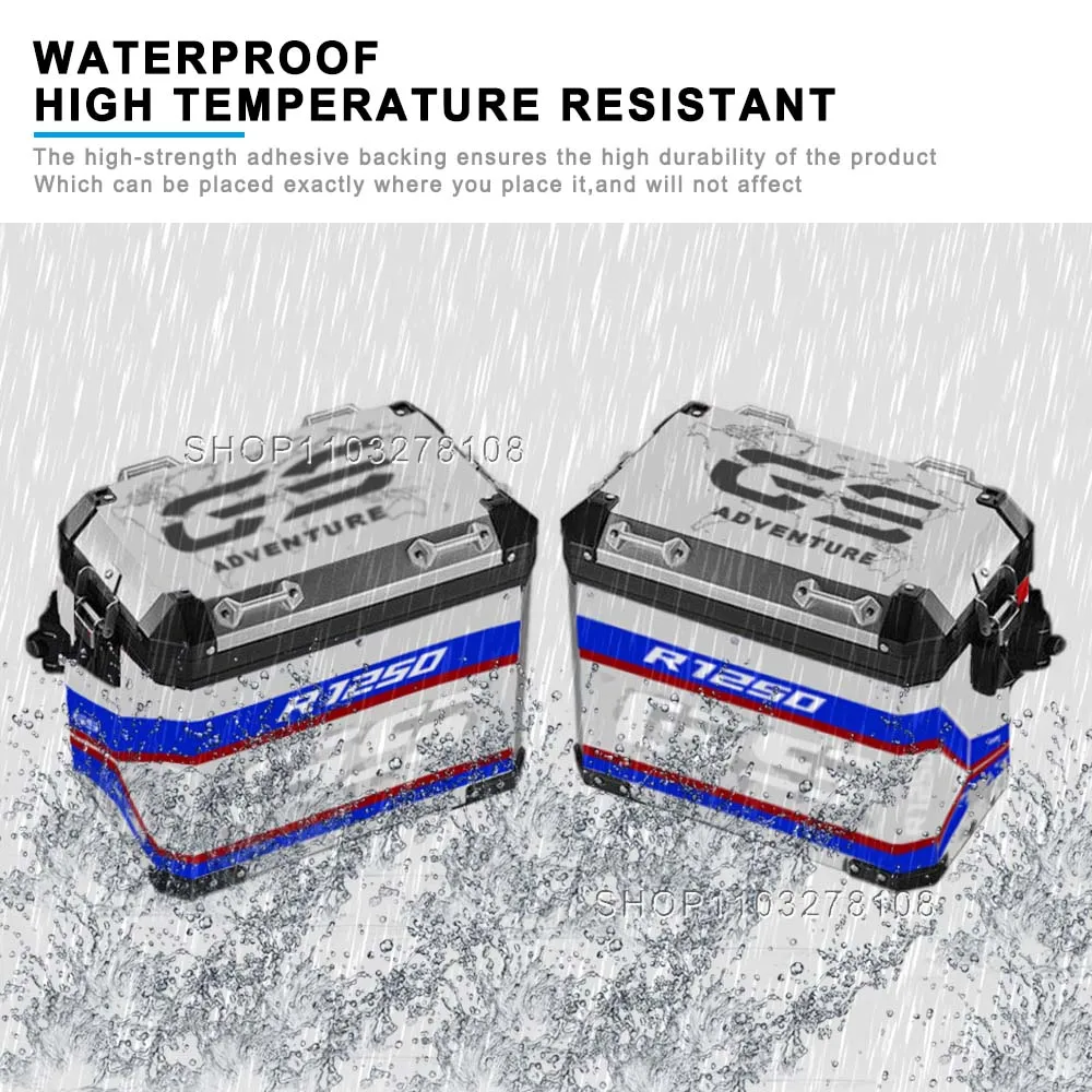 Motorcycle Aluminum Box Sticker Caser Waterproof  Box Decal For BMW Panniers 40 GS R1250GS R1200GS ADV Triple Black 2023