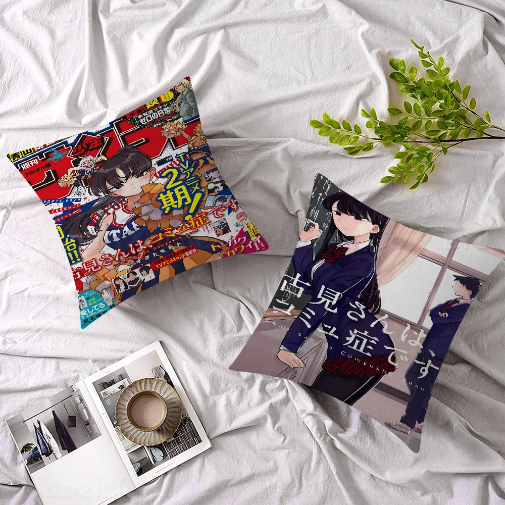 Komi San Wa Komyushou Desu Anime Cushion Cover Inches Farmhouse Decor Home Throw Pillow Covers For Couch Decorations