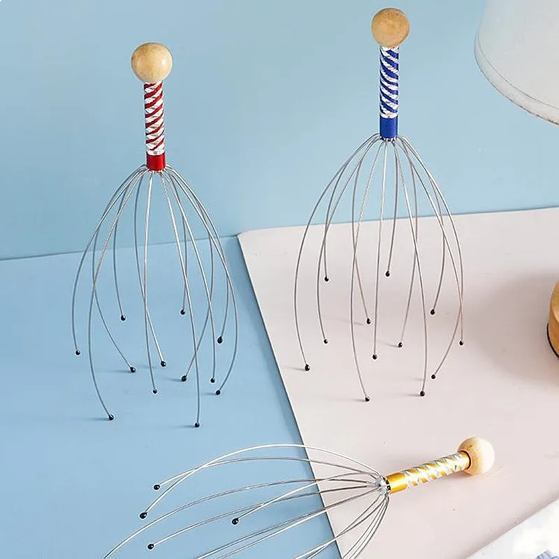 

1PC Octopus Head Massager Stainless Steel Engraved Scalp Scratcher Brain Relaxer Itch Relief Tool