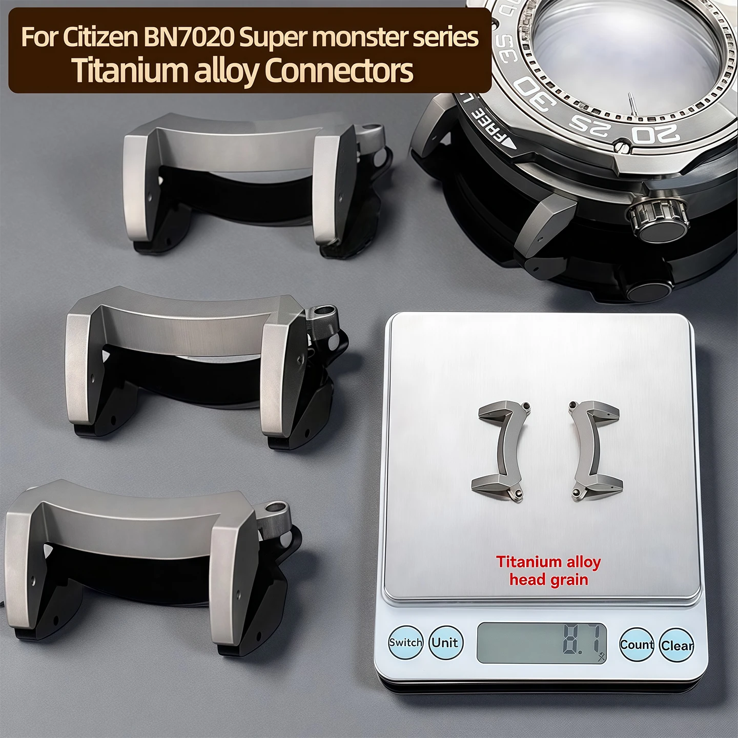 

Titanium alloy material Watchband Connectors For Citizen BN7020 Super monster series Strap Adaptor Accessories with tool