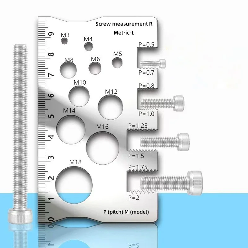 2Pcs Measurement Ruler Stainless Steel Caliper Metric Measuring Screw Pitch Bit Bolt Nut Screw M3-M18 Thread Checker Screw