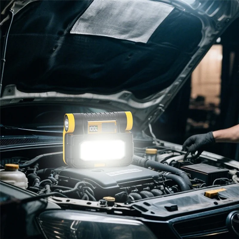 A38Q-Solar Power LED Flashlights Multifunctional Portable Light Rechargeable Camping Work Light Built In Hardware Tool Box