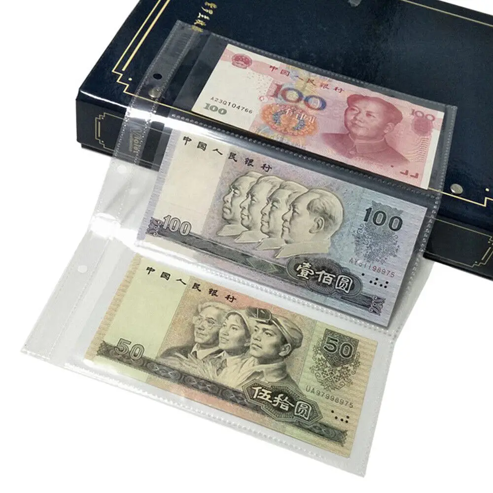 10PC 3 Grids Pocket Currency Page Money Banknote Two-sided Collection Sheets