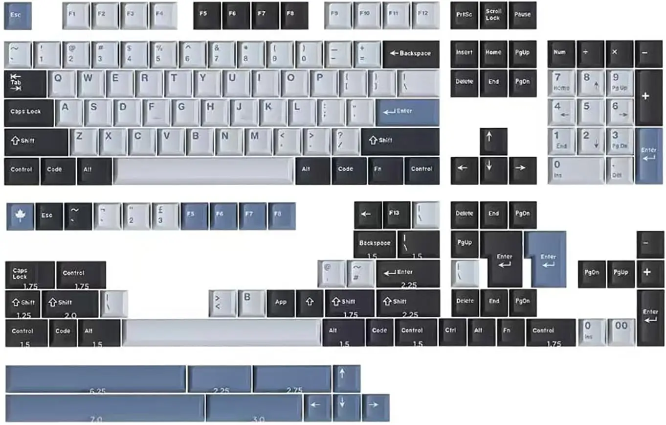 163 Keys Double Shot Keycaps Cherry Profile Arctic Keycaps Set Compatible with 61/64/87/104/108 Cherry Mx Switches Mechanical Ke