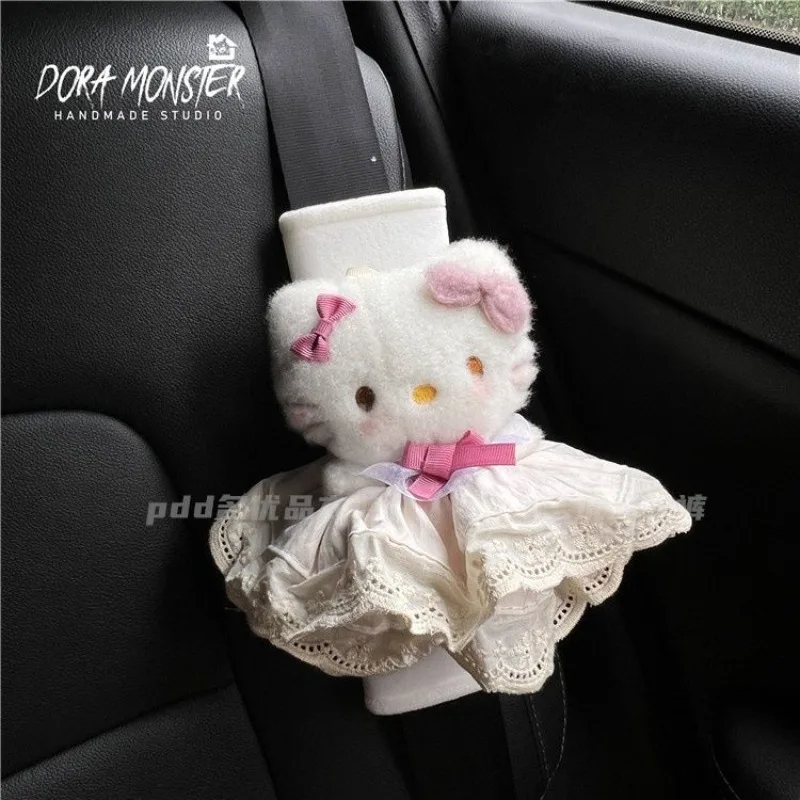 Anime Lolita Dress Hellokittys Plush Doll Car Seat Belt Cover Cute Auto Accessories Wear Resistant Anti Slip Sleeve Girl Gift