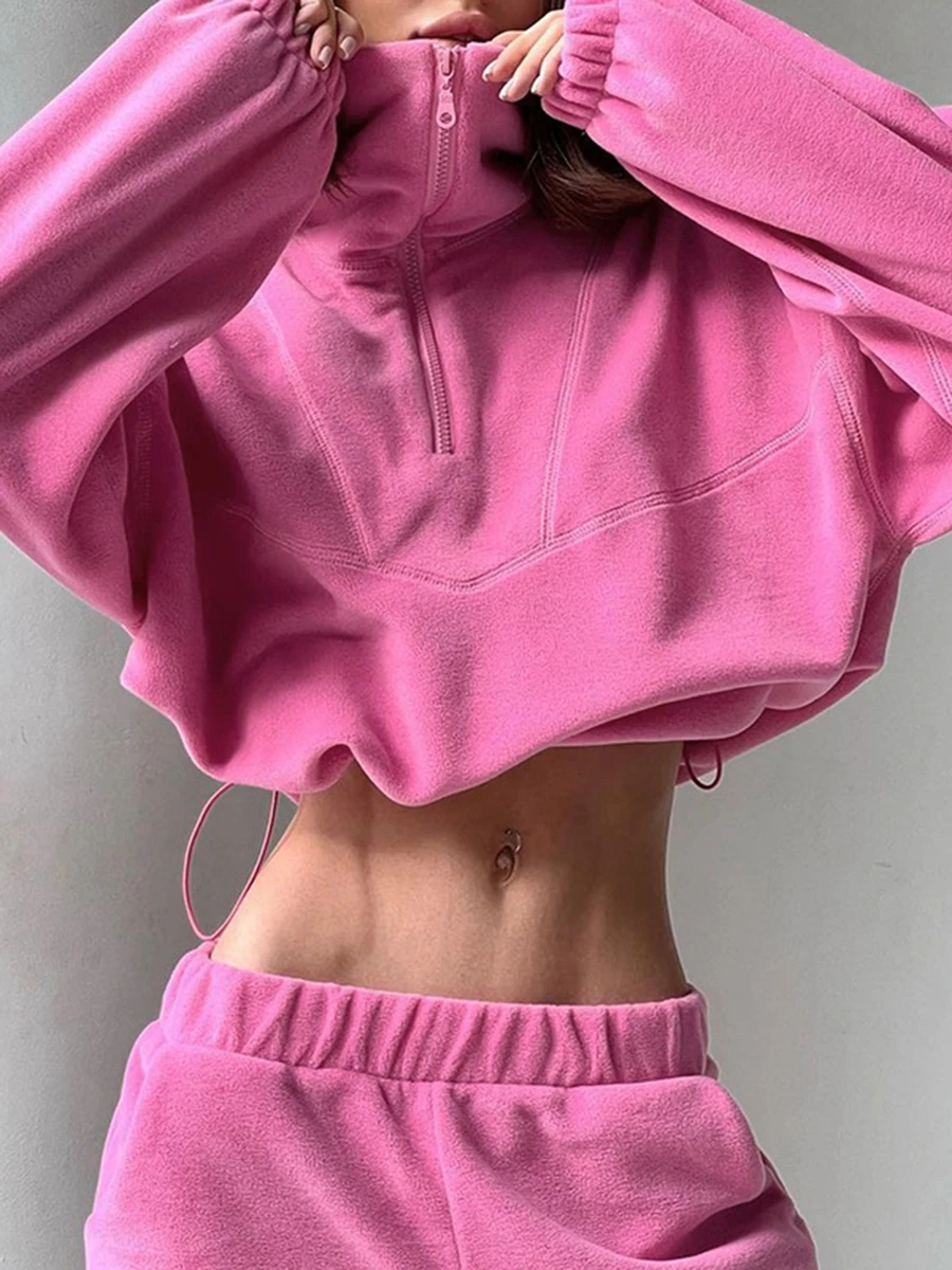 wsevypo Women’s Oversized Fleece Sweatshirts Casual Fall Winter Long Sleeve Half Zip-up Pullover Tops Street Sporty Sweatshirt